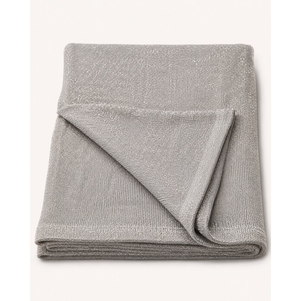 Calvin‎ Klein Home Gray Metallic Knit Throw Quiet Luxury
